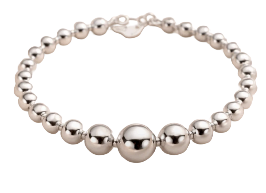 Sterling silver graduated bead bracelet